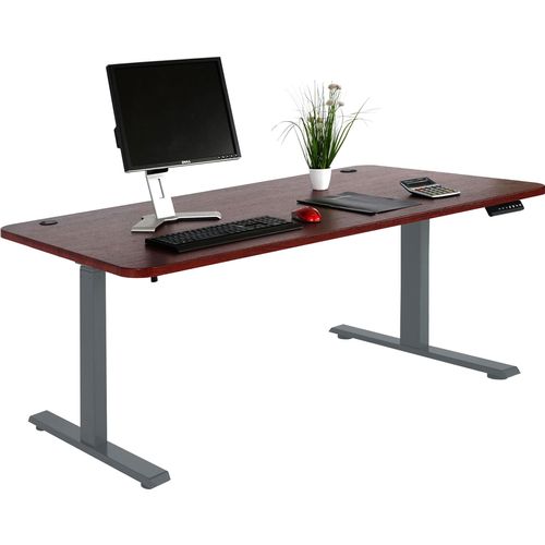 Schreibtisch MCW-D40, Computertisch, elektrisch höhenverstellbar 160x80cm 53kg MVG Kirsch-Nachbildung, anthrazit-grau