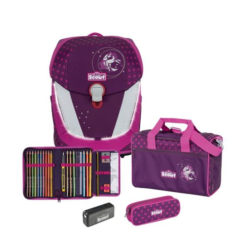 Scout Schulranzen Safety Sunny II Set 4-teilig Moonlight Pony violett