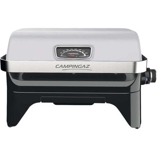 Campingaz Gasgrill Attitude2go CV, raucharmer Tischgrill, tragbarer Balkon-, Camping-Grill, mit Deckel, Thermometer und Gusseisen-Grillrost, Betrieb mit CV Gaskartuschen, Grau