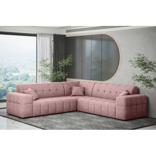 Ecksofa Designersofa NANCY in Stoff Perfekt Harmony Altrosa Seite Universal