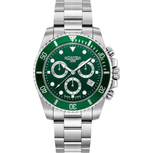 Roamer 851837 41 75 20 Deep Sea 100 Chrono silber grün Edelstahl Herren Uhr NEU