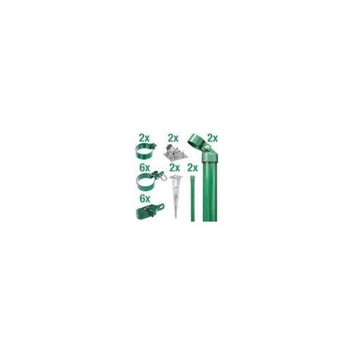 Alberts Zaunanschluss-Set | grün | mit Einschlagbodenhülsen | Torpfosten-Ø: 76 mm | Zaunhöhe: 2000 mm