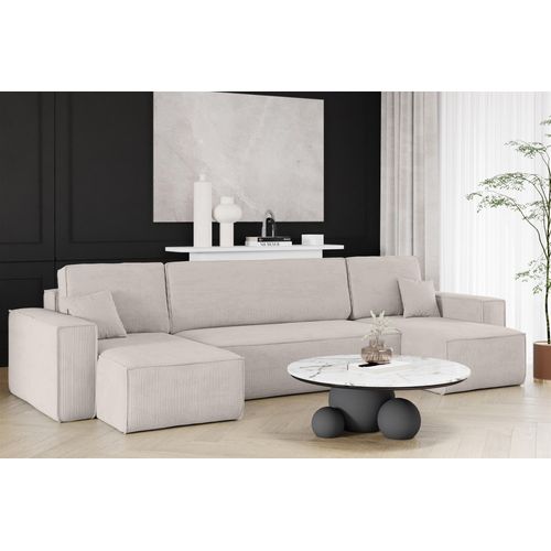 Wohnlandschaft Schlafsofa Sofa MARIS Stoff Poso Altweiß