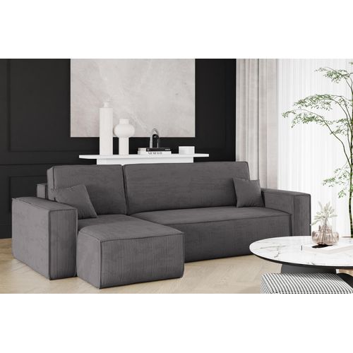 Ecksofa Schlafsofa Sofa MARIS Stoff Poso Anthrazit Ottomane Links