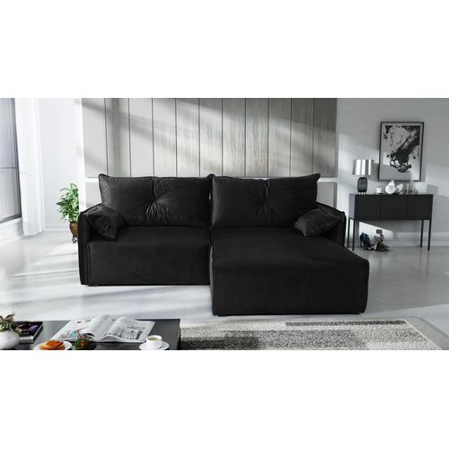 Ecksofa mit Schlaffunktion HUNTER XS in Stoff Royal Grafit Ottomane Rechts