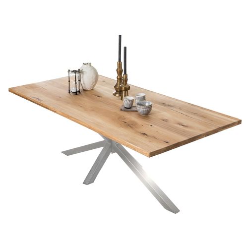 Tisch 220x100cm Wildeiche Metall Holztisch Esstisch Speisetisch Küchentisch