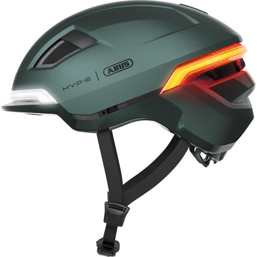 ABUS Fahrradhelm HYP-E - Helm mit Frontlicht, Rücklicht und Blinklicht - geeignet auch fürs Fahrradfahren auf E-Bike und S-Pedelec - für Jugendliche und Erwachsene - Grün, Größe L (57-61 cm)