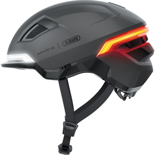 ABUS Fahrradhelm HYP-E - Helm mit Frontlicht, Rücklicht und Blinklicht - geeignet auch fürs Fahrradfahren auf E-Bike und S-Pedelec - für Jugendliche und Erwachsene - Grau, Größe L (57-61 cm)