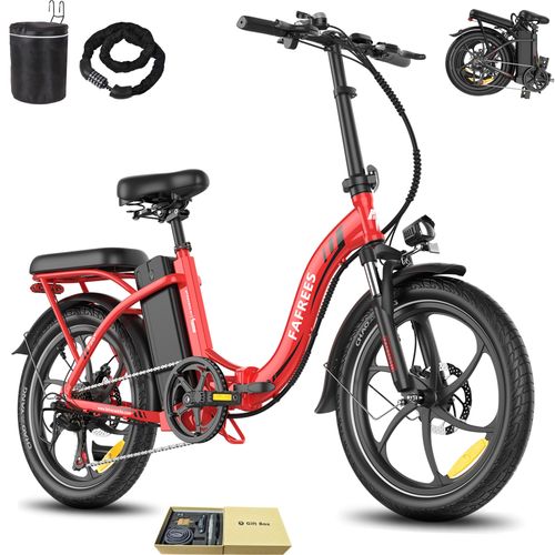 E-Klapprad 20 Zoll Rostbeständigkeit Aluminiumlegierung 36 V 20 Ah 720 Wh bis zu 110 - 150 km Wasserdicht IP54 mit 7 Gang, Rot