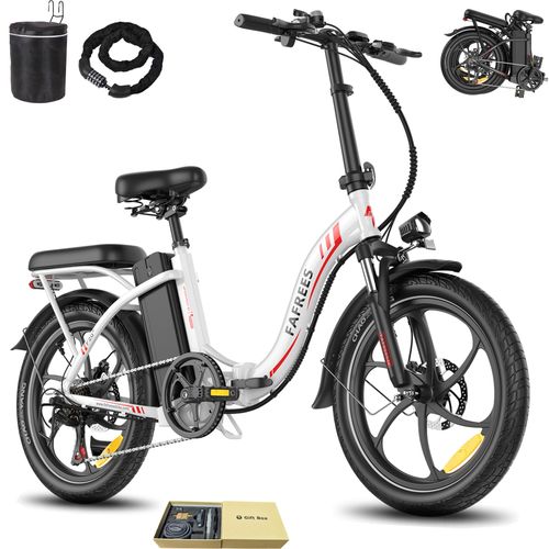 E-Klapprad 20 Zoll Rostbeständigkeit Aluminiumlegierung 36 V 20 Ah 720 Wh bis zu 110 - 150 km Wasserdicht IP54 mit 7 Gang, Weiß