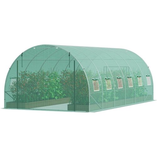 Gewächshaus Tunnel Treibhaus Frühbeet Tomatenhaus 590x295x198cm grün