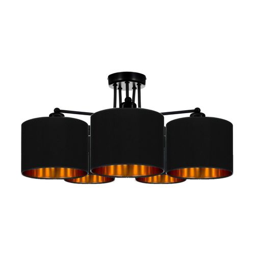 Deckenlampe Schwarz Lampe Leuchte aus Velours Vintage Modern E27 Designerlauchte 5-flammig N230-E5-S