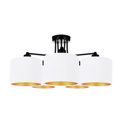 Deckenlampe Weiß Lampe Leuchte aus Velours Vintage Modern E27 Designerlauchte 5-flammig N230-E5-W