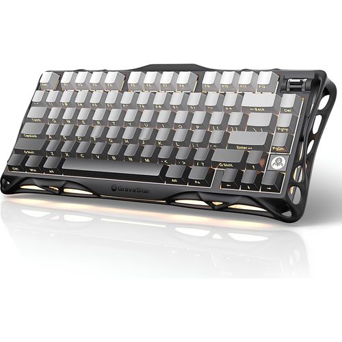 GravaStar Mercury K1 75% Wireless Mechanische Gaming-Tastatur, Aluminium-Legierung, Dichtung Compact Custom Keyboard Hot-Swap-Buchse, lineare Schalter, RGB - Gradient Black