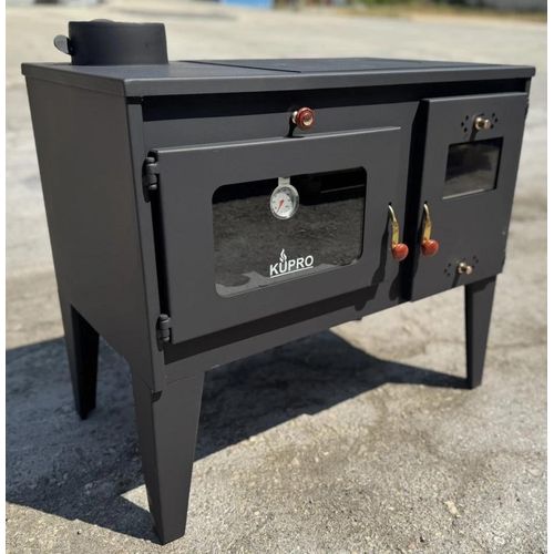 Kaminofen 6kW Alegra Holzofen mit Backfach Herdplatte Küchenherd Ofen Holz Links