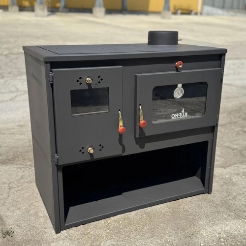 Kaminofen 6kW Alega Niche Holzofen mit Backfach Herdplatte Küchenherd Ofen Holz