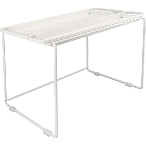 Mikrowellenherd Rack 2 Tabletts Kohlenstoffstahl Stabile Struktur erweiterbar Mikrowelle Stand für Küche Weiß 2 Tabletts
