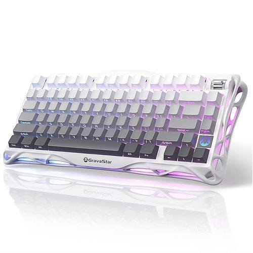 GravaStar Mercury K1 75% Wireless Mechanische Gaming-Tastatur, Aluminium-Legierung, Dichtung Compact Custom Keyboard Hot-Swap-Buchse, lineare Schalter, RGB - Gradient White