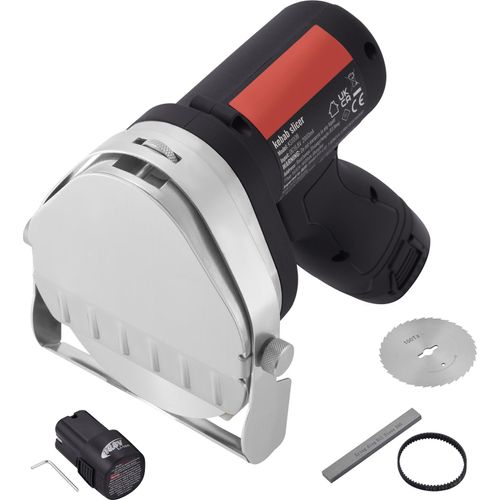 SucceBuy Elektrisches Shawarma-Messer , 80 W kabellos, professioneller türkischer Gyro-Schneider aus Edelstahl, 2 Klingen, 4