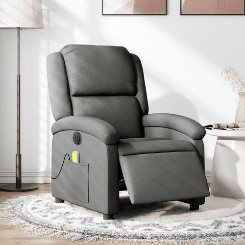 Massagesessel Elektrisch Dunkelgrau Stoff , Klassische Sessel 2024 Neu