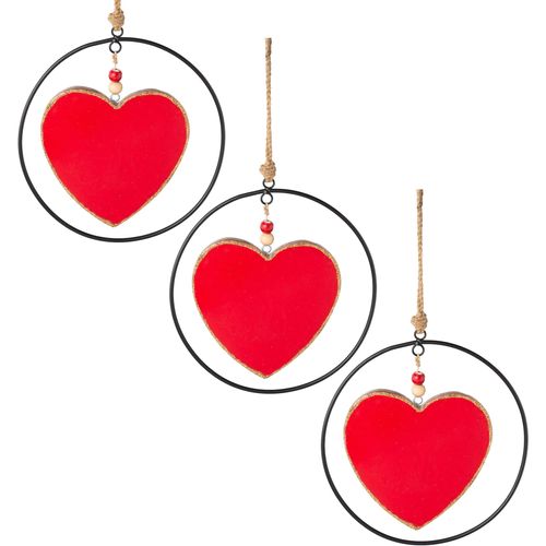Creativ deco Dekohänger »Weihnachtsdeko rot«, (3 St.), mit Metallring und Emaille-Lackierung