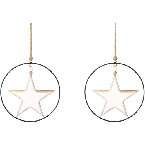Creativ deco Dekostern »Weihnachtsstern, Weihnachtsdeko«, (2 St.), mit Enamel-Lackierung und Metallring, Durchmesser Stern 20 cm