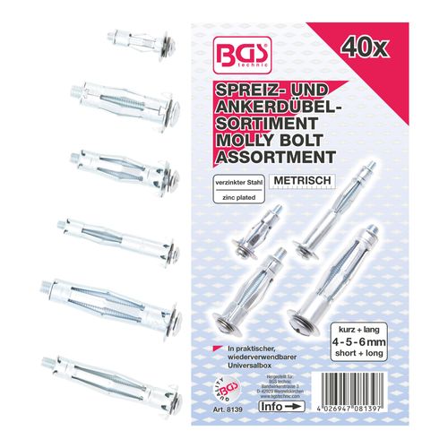 BGS Spreiz-/Ankerdübel-Sortiment 8139, 40-tlg. ; BGS technic)