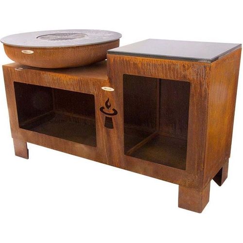 Barbecue Feuerschale aus Vulcano-Stahl Grillfläche 82 cm