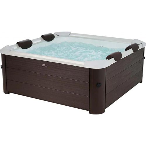 MSpa PureHaven aufblasbarer Whirlpool 160x160x65cm für 6 Personen 120 Massagedüsen Heizung App-Steuerung Controlbox Desinfektion selbreinigend Braun