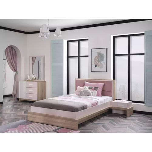 Gruppe Kinderbett Kinderzimmer Bett Holz Rosa Kindermöbel Set 4tlg