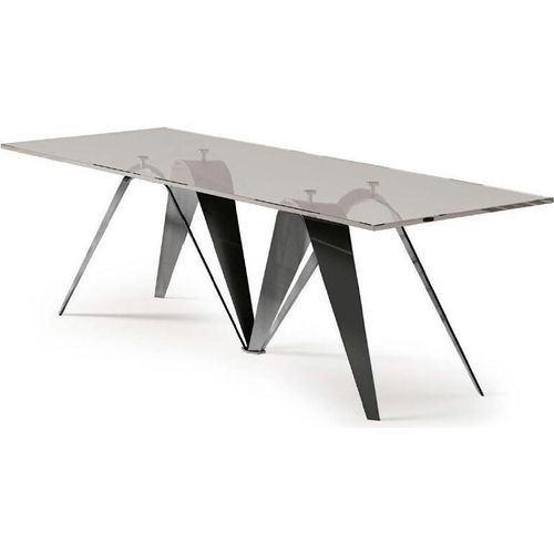 Tisch Esstisch Wohnzimmer Esszimmertisch Edelstahl Glas Möbel Italien Bizzotto