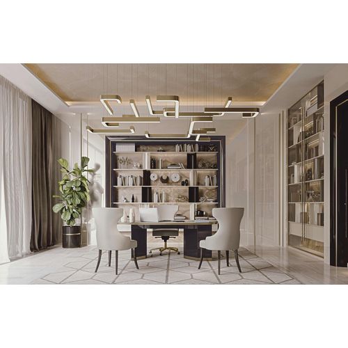 Schreibtisch 2 Stühle Drehbarer Sessel Arbeitszimmer Italienische Möbel Set 4tlg