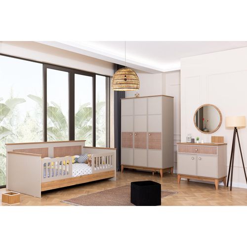 Komplette Kinderzimmer Garnitur Designer Bett Schrank Spiegel Kommode
