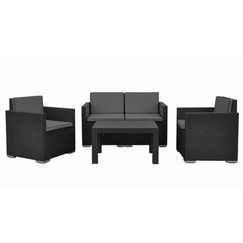 Gartenmöbel Polyrattan MALIBU Set 4-tlg. + Kissen PROGarden