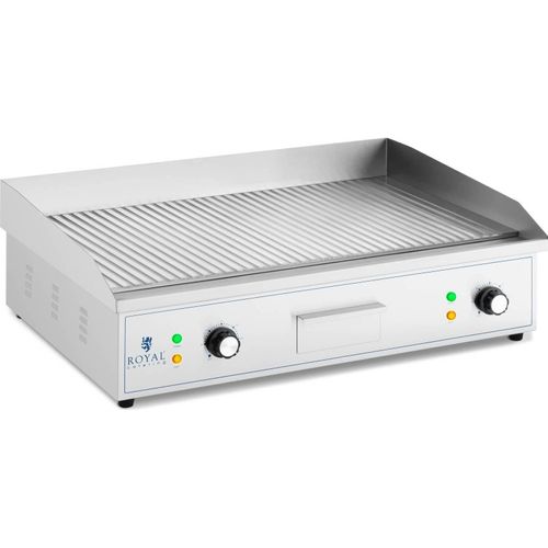 Royal Catering Doppel Elektro Grillplatte - 700 x 400 mm - - gerillt - 4400 W