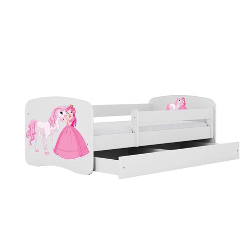 Kocot Kids Kinderbett Babydreams Prinzessin und Pferd 160x80 cm mit Matratze in weiß