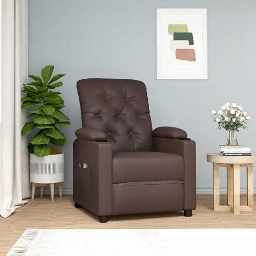 Möbel Massagesessel mit Aufstehhilfe Braun Kunstleder - Massagesessel 3093505
