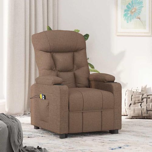 Massagesessel mit Aufstehhilfe Braun Stoff