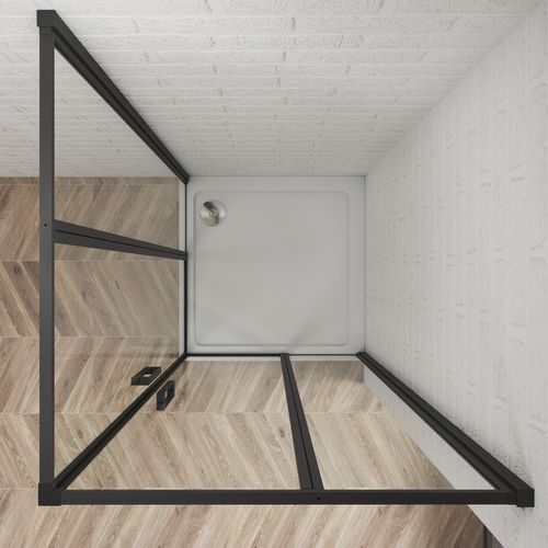 Schwarz Doppel-duschtür 90X80cm Duschkabine Duschwand Nischentür aus 6mm Nano Sicherheitsglas Höhe185cm