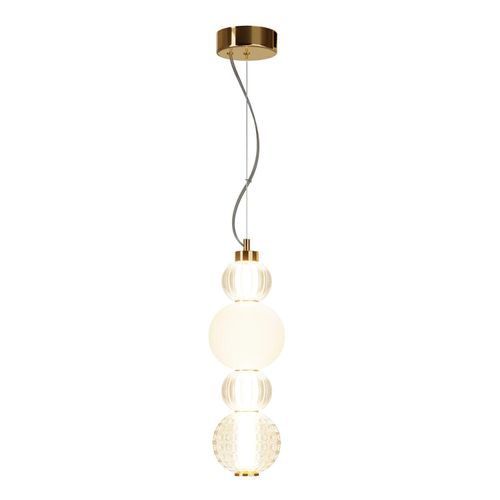Pendelleuchte Metall Glas LED B: 14,7 cm H: max. 169 cm in Gold Weiß Kugelschirm rund 3000 K warmweiß 950 lm