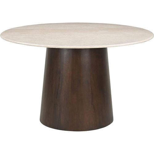 Tisch Bottecino 130x130x76 cm Mangoholz Marmor Weiß Natur