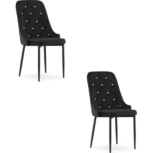 Best For Home Stuhl – 2er-Set Schwarz | AMORE Samtstühle mit Metallbeinen | Höhenverstellbar & ergonomisch | Elegant für Wohnzimmer & Büro