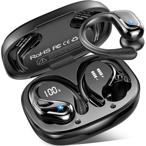 Kopfhörer Bluetooth,HiFi Stereo Tiefer Bass Wireless Earbuds,4 ENC Noise Cancelling Mics,USB-C LED-Anzeige,IP7Wasserdicht in Ear Ohrhörer mit Ohrhaken