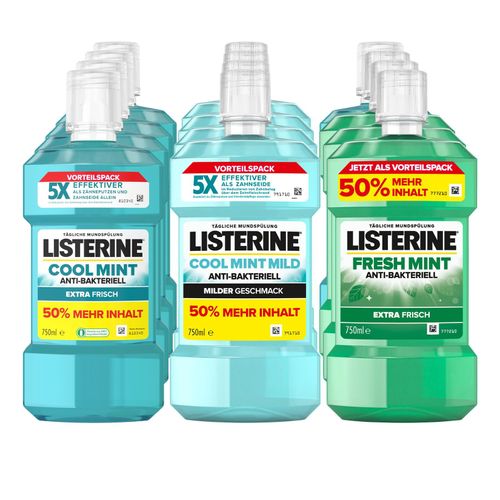 Listerine Mundspülung 750 ml, verschiedene Sorten, 12er Pack