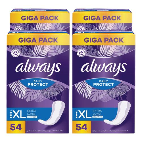 Always Slipeinlagen Daily Protect GigaPack Extra LongPlus 54 Stück, 4er Pack