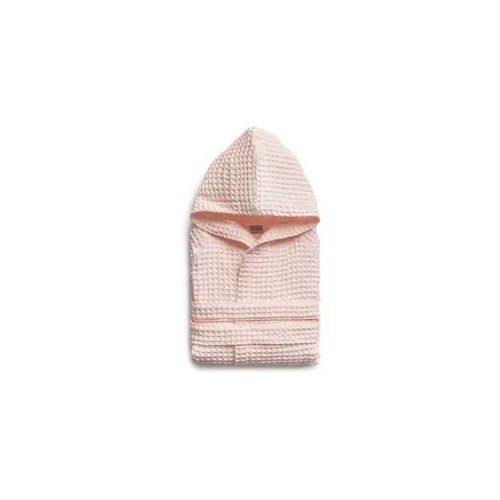 Bademantel Waffelpiqué mit Kapuze - XL / Rosa / Waffelpiqué Baumwolle