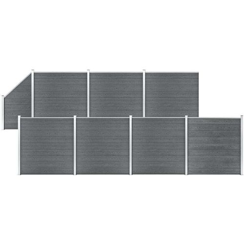 Möbel WPC Zaun-Set 7 Quadrate + 1 Schräge 1311x186 cm Grau - Metallzäune 3053239