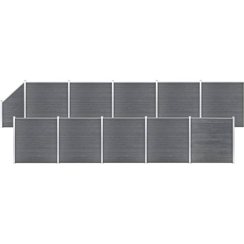 Möbel WPC Zaun-Set 10 Quadrate + 1 Schräge 1830x186 cm Grau - Metallzäune 3053242