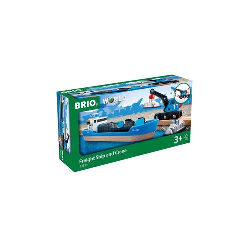 BRIO Spiel Containerschiff mit Kranwagen