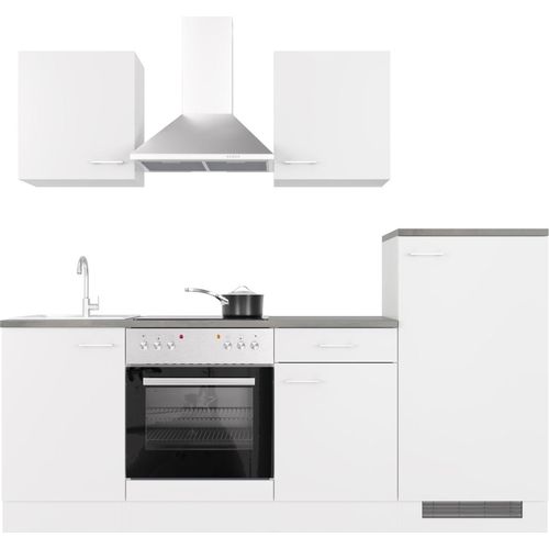 Küchenzeile mit E-Geräten - 220 cm breit - Weiß – Toska